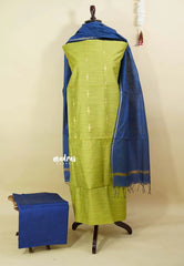 Neon Green - South cotton silk 3 piece salwar suit with zari Highlights