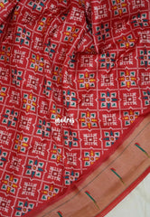 Tomato Red - Sowbhagya Gift silk – Soft Silk Elegance Saree Premium Patola Dessign in Body Paithani Weaving Border, Pallu and Blouse - Perfect for Festive Celebration