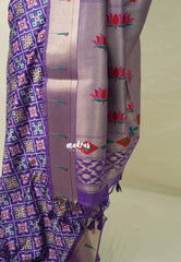 Lilac Purple - Sowbhagya Gift silk – Soft Silk Elegance Saree Premium Patola Dessign in Body Paithani Weaving Border, Pallu and Blouse - Perfect for Festive Celebration