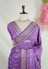 Lavender Purple - Sowbhagya Gift Silk – Matka Raw Silk Saree with Rich Weaving Pallu - Best for Diwali Festive | Temple Visit