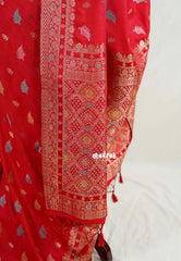 Tomato Red - Sowbhagya Gift Silk – Matka Raw Silk Saree with Rich Weaving Pallu - Best for Diwali Festive | Temple Visit