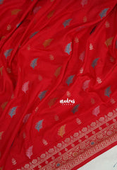Tomato Red - Sowbhagya Gift Silk – Matka Raw Silk Saree with Rich Weaving Pallu - Best for Diwali Festive | Temple Visit