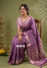 Magenta Purple - Sowbhagya Gift silk – Soft Silk Elegance Saree Premium Patola Dessign in Body Paithani Weaving Border, Pallu and Blouse - Perfect for Festive Celebration