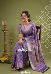 Lilac Purple - Sowbhagya Gift silk – Soft Silk Elegance Saree Premium Patola Dessign in Body Paithani Weaving Border, Pallu and Blouse - Perfect for Festive Celebration