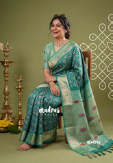 Classic Green - Sowbhagya Gift silk – Soft Silk Elegance Saree Premium Patola Dessign in Body Paithani Weaving Border, Pallu and Blouse - Perfect for Festive Celebration