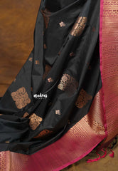 Ebony Black - Sowbhagya Gift silk – Soft Silk Elegance Saree with Rich Pallu and Blouse - Perfect for Festive Celebration