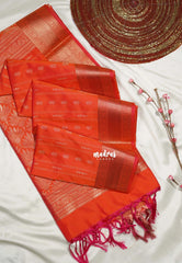 Dual Shade Orange - Sowbhagya Gift silk – Soft Silk Elegance Saree Traditional Border Weaving Stripes with Buttas and Rich Pallu - Perfect for Festive Celebration