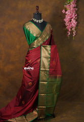 Reddish Maroon - Sowbhagya Gift silk – Soft Silk Elegance Saree with Rich Pallu and Blouse - Perfect for Festive Celebration
