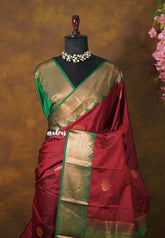 Reddish Maroon - Sowbhagya Gift silk – Soft Silk Elegance Saree with Rich Pallu and Blouse - Perfect for Festive Celebration