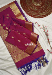Beet Pink - Sowbhagya Gift silk – Soft Silk Elegance Saree Mango Border and Weaving Buttas with Rich Pallu - Perfect for Festive Celebration