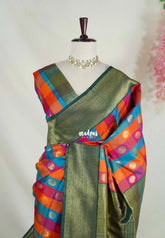 Heritage Multicolor with Green - Sowbhagya Gift silk – Soft Silk Elegance Saree Madras Checks with Buttas and Rich Heavy Border- Best for Diwali Festive | Temple Visit