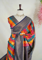 Heritage Multicolor with Blue - Sowbhagya Gift silk – Soft Silk Elegance Saree Madras Checks with Buttas and Rich Heavy Border- Best for Diwali Festive | Temple Visit