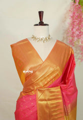 Candy Peach Pink - Sowbhagya Gift silk – Soft Silk Elegance Saree with Traditional Border and Buttas - Perfect for Festive Celebration