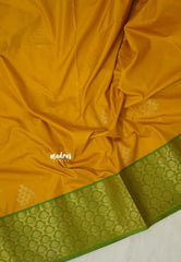 Golden Turmeric Yellow - Sowbhagya Gift silk – Soft Silk Elegance Saree with Contrast Border with Buttas - Perfect for Festive Celebration