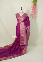 Magenta Purple - Sowbhagya Gift silk – Soft Silk Elegance Saree with Buttas and Leaf Border - Perfect for Festive Celebration
