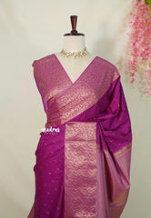 Magenta Purple - Sowbhagya Gift silk – Soft Silk Elegance Saree with Buttas and Leaf Border - Perfect for Festive Celebration