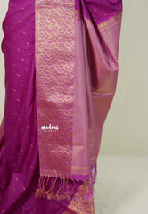 Magenta Purple - Sowbhagya Gift silk – Soft Silk Elegance Saree with Buttas and Leaf Border - Perfect for Festive Celebration