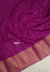Magenta Purple - Sowbhagya Gift silk – Soft Silk Elegance Saree with Buttas and Leaf Border - Perfect for Festive Celebration