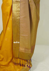 Mustard Yellow - Sowbhagya Gift silk – Soft Silk Elegance Saree Zari Stripes Weaving with Buttas - Perfect for Festive Celebration