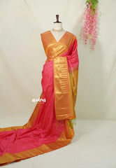 Candy Peach Pink - Sowbhagya Gift silk – Soft Silk Elegance Saree with Traditional Border and Buttas - Perfect for Festive Celebration