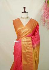 Candy Peach Pink - Sowbhagya Gift silk – Soft Silk Elegance Saree with Traditional Border and Buttas - Perfect for Festive Celebration
