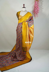Multicolor with Yellow Rettapet - Sowbhagya Gift silk – Soft Silk Elegance Saree with Madras Checks with Rettapet Border- Perfect for Pooja Functions | Diwali Festive