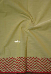 (PRE-BOOKING) Butter yellow - Sowmiya - Bamboo Cotton with Handblock Checks with Flower Double Blouse Combo - Perfect for Office Wear