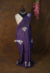 Royal Purple - Sowmiya - Bamboo Cotton with Handblock Checks with Leaf Print Double Blouse Combo - Perfect for Office Wear
