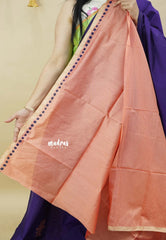 Purple - Sowmiya - Organic Bamboo Cotton with handblock print with raw silk blouse