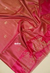 Barbie's Pink - Sri valli pure satin silk with vairaoosi full weaving and elephant border