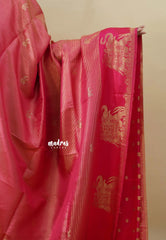 Barbie's Pink - Sri valli pure satin silk with vairaoosi full weaving and elephant border