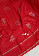 Chilli Red - Sri Valli - Satin Silk with Flower Buttas and Rettapet Border - Best for Diwali Festive | Temple Visit