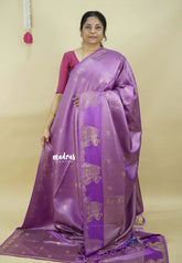 Lavender Purple - Sri valli pure satin silk with vairaoosi full weaving and elephant border
