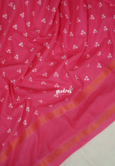 Fuchsia Pink - Subbulakshmi - Sungudi 100 Count Saree with Rettapetta Rudraksham Border Ayutha ezhuthu Buttas with Blouse Combo - Best for Casual Wear | Summer Wear | School | College | Office wear