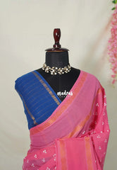 Fuchsia Pink - Subbulakshmi - Sungudi 100 Count Saree with Rettapetta Rudraksham Border Ayutha ezhuthu Buttas with Blouse Combo - Best for Casual Wear | Summer Wear | School | College | Office wear