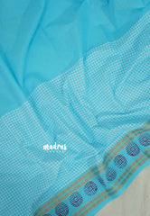 Sky Melody Blue - Subbulakshmi - Sungudi 100 Count Saree Half and Half Checks with Rettapet Rudraksham Border and Blouse Combo - Best for Casual Wear | Summer Wear | Temple visit