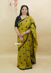 (PRE-BOOKING) Polka dots Khadi Mehandi green - Actress Suhasini saree