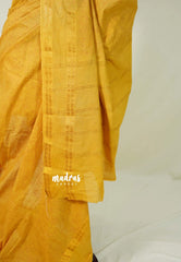 Temple Turmeric Yellow - Subbulakshmi - Sungudi 100 Count Saree Self Ajrakh Prints with Rettapetta Rudraksham Border with Blouse Combo - Best for Casual Wear | Summer Wear | Temple visit