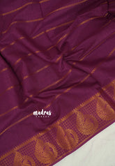 Muted Magenta Pink - Subbulakshmi - Sungudi 100 Count Saree Velthari with Peacock Border and Blouse Combo - Best for Casual Wear | Summer Wear | Temple visit