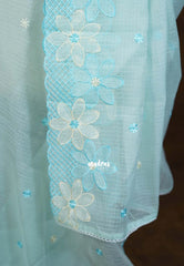 Pastel Aqua Green - Shalini - Premium Super Net Saree Cut Work Embroidery Weaving Border - Best for Office Wear / Hightea party