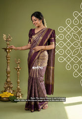 Wine Maroon with Gold - Thendral - Kanchi Tissue Soft Silk Half and Half Saree with Rettapet Border - Best for Wedding Functions