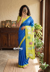 Blue Muse - Roopa - Lightweight Semi Tussar with Cow Prints Pallu and Blouse - Best for Office Wear