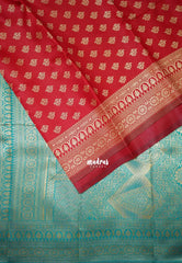 Chilli Red-D5 - Thendral - Kanchi Art Silk Saree with Flower Border and Buttas - Perfect for Festive Wear