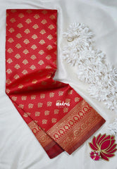 Chilli Red-D5 - Thendral - Kanchi Art Silk Saree with Flower Border and Buttas - Perfect for Festive Wear