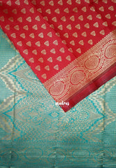 Chilli Red - Thendral - Kanchi Art Silk Saree with Leaf Border and Buttas - Perfect for Wedding Functions