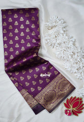Jamun Purple - Thendral - Kanchi Art Silk Saree with Leaf Border and Buttas - Perfect for Wedding Functions