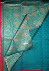Reddish Pink-D8 - Thendral - Kanchi Art Silk Saree with Flower Border and Buttas - Perfect for Wedding Functions