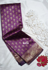 Jamun Purple-D8 - Thendral - Kanchi Art Silk Saree with Flower Border and Buttas - Perfect for Wedding Functions