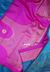 Ananda Blue - Thendral - Kanchi Art Silk Saree with Traditional Dancer Border and Buttas - Perfect for Wedding Functions