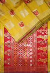 Golden Yellow - Thendral - Kanchi Art Silk Saree with Traditional Dancer Border and Buttas - Perfect for Wedding Functions